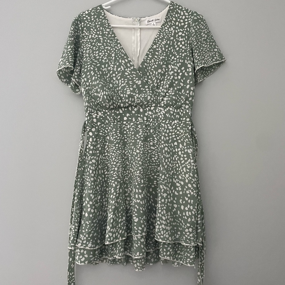 Emerald Sundae Green Asymmetrical Wrap Sundress